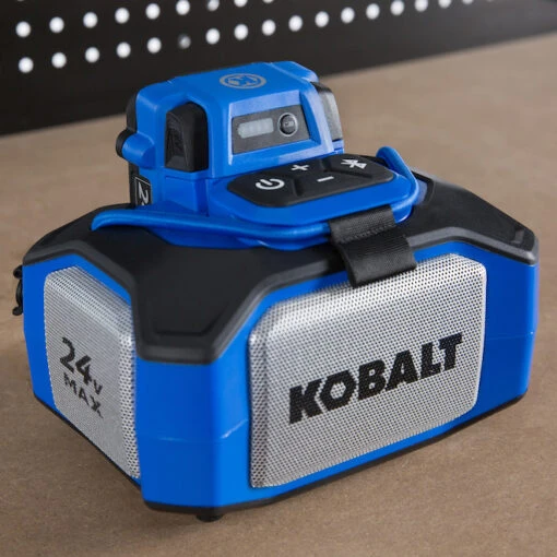 Kobalt 24 V Max Bluetooth Speaker - USB And Auxiliary Ports - Grey And Blue - Bare Tool Without Battery -Tool Store 45595032c L